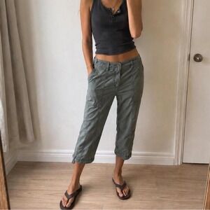 Reitmans Olive Green Utility Cargo Capris Low Rise Straight Leg Women 6 Gorpcore